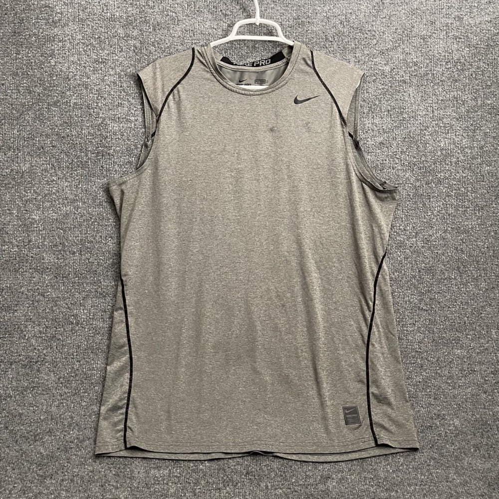 Nike Pro Fitted Tank Top Mens Sz XL Training Shirt Gray